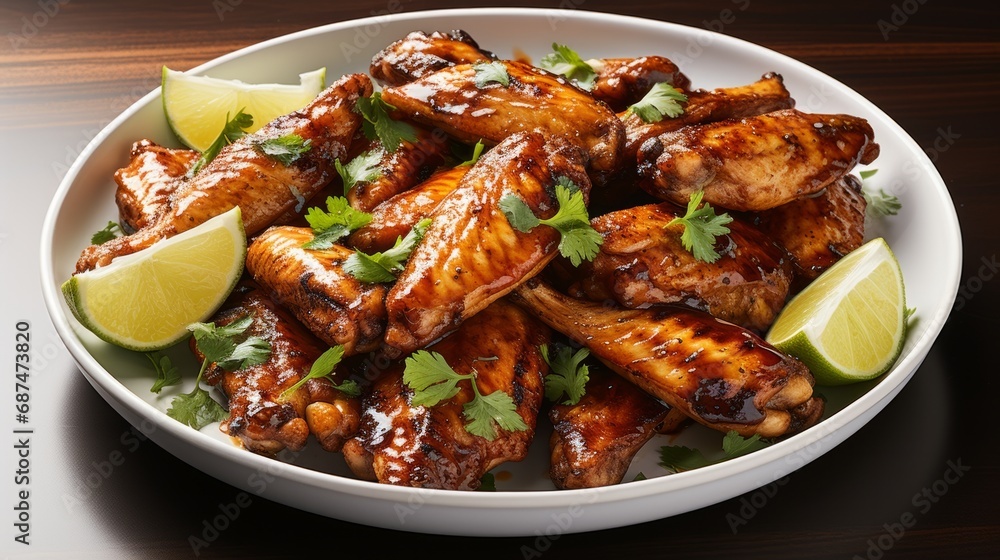 Tasty grilled chicken wings arranged Tasty grilled chicken wings arranged