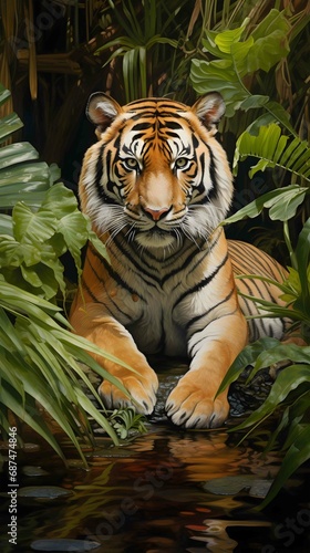 oil painting of a majestic tiger