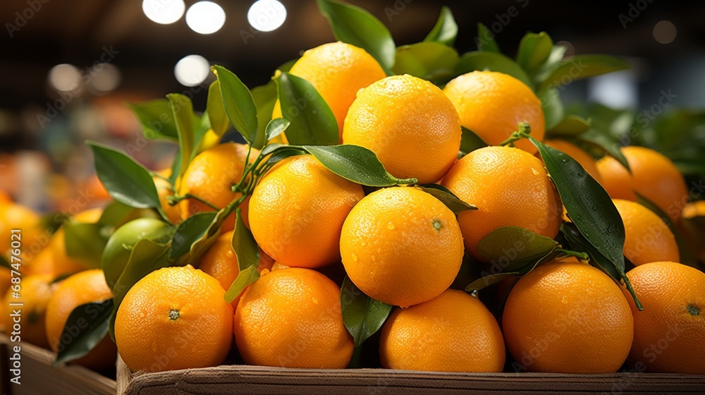Fresh orange fruits displayed in a supermarket Fresh orange fruits displayed in a supermarket
