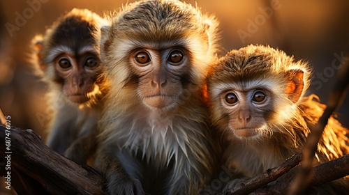 Monkey families comprising parents and their