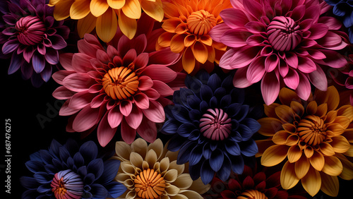 Photo of beautiful flowers on black background, plant documentary, time lapse