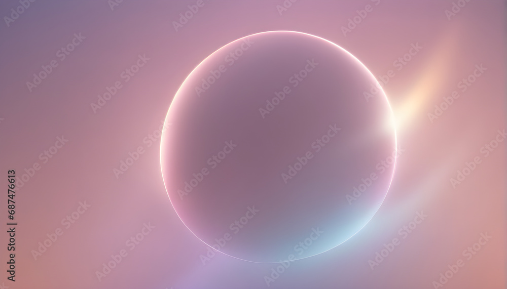 Trendy Colorful Pastel Pink Gradient Background With Blur Effect and Warm Shimmering Luminescent Light. Styled in a Soft Purple Round Lunar Sphere. Creating a Holographic Dreamy Visual Backdrop.