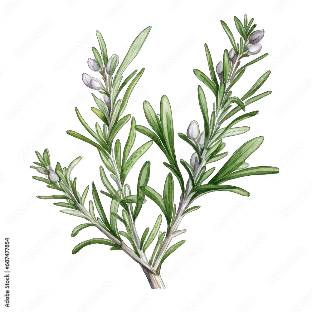Rosemary in watercolor style