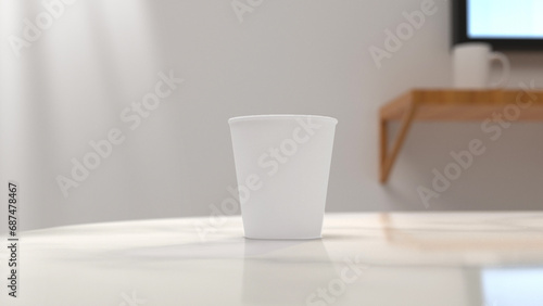 Presenting a high-quality mock-up file for a 6.5oz paper cup or coffee cup, featuring a clean and harmonious background. This mock-up file is designed for logo and branding presentations.