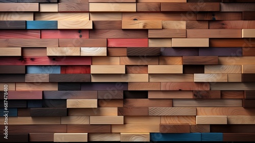 Manufactured wooden slats of diverse sizes created