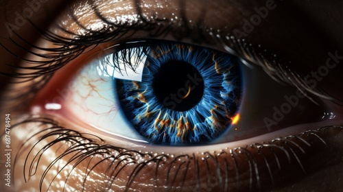 Abstract blue eye with space on a black background