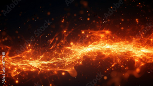 Vibrant Red Sparks Flying from Intense Fire - Dynamic Motion Blur of Burning Flames, Fiery Background for Dramatic and Passionate Concepts.