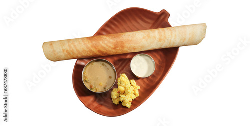 Masala Dosa Indian Crepes indian food food asian food Placed on a white background plate