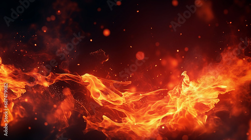 Vibrant Red Sparks Flying from Intense Fire - Dynamic Motion Blur of Burning Flames  Fiery Background for Dramatic and Passionate Concepts.