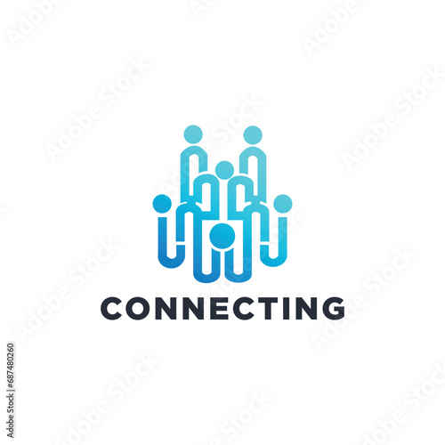 People Connect.vector logo design template with people icons. White background