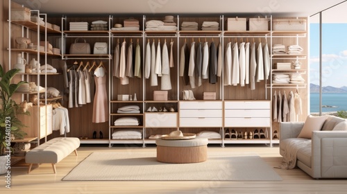 Modular closet system made up of standardized units to mix and match to create the perfect customizable closet design