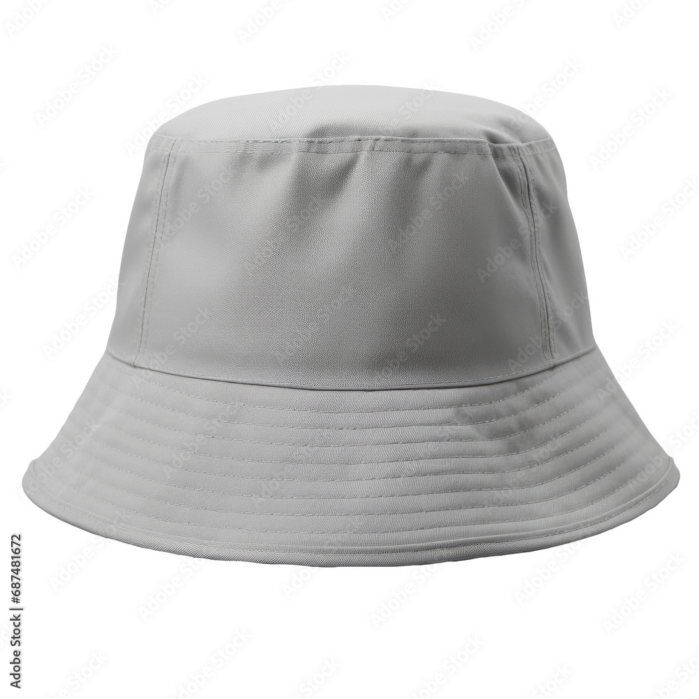 Grey bucket hat on isolated background