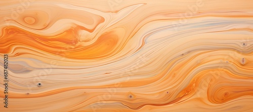 Liquid orange paint with streaks of various shades, background texture with paint.