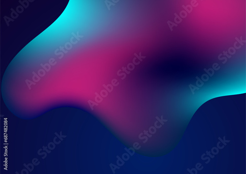 Abstract blue and purple liquid wavy shapes futuristic background. Glowing retro waves vector design photo