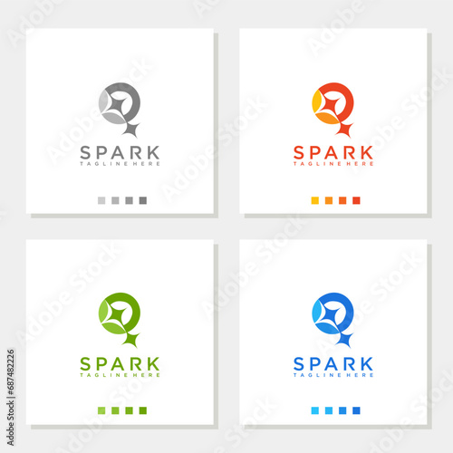 spark logo letter Q star fireworks sparkling logo graphic vector icon