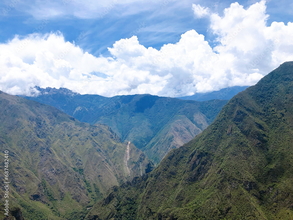 Naklejka premium [Peru] Machu Picchu: Mountain view from the trail of Huayna Picchu mountain