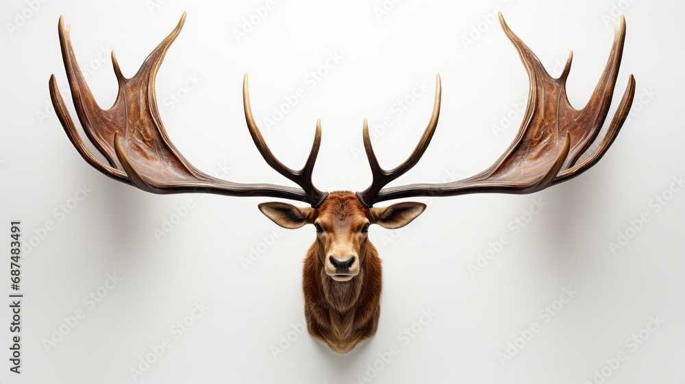Reindeer horns deer antlers isolated on white background Reindeer horns deer antlers isolated on white background