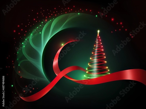 New Year, Christmas - Christmas tree and Christmas decorations, festive background - AI generative art