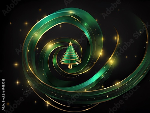New Year, Christmas - Christmas tree and Christmas decorations, festive background - AI generative art