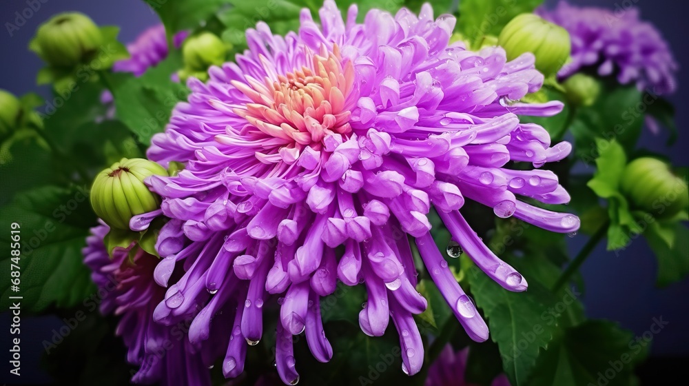 Professional Macro of a Chrysanthemum Blooming in a Sunny Day in the Middle of the Nature. Professional Macro of a Chrysanthemum Blooming in a Sunny Day in the Middle of the Nature.