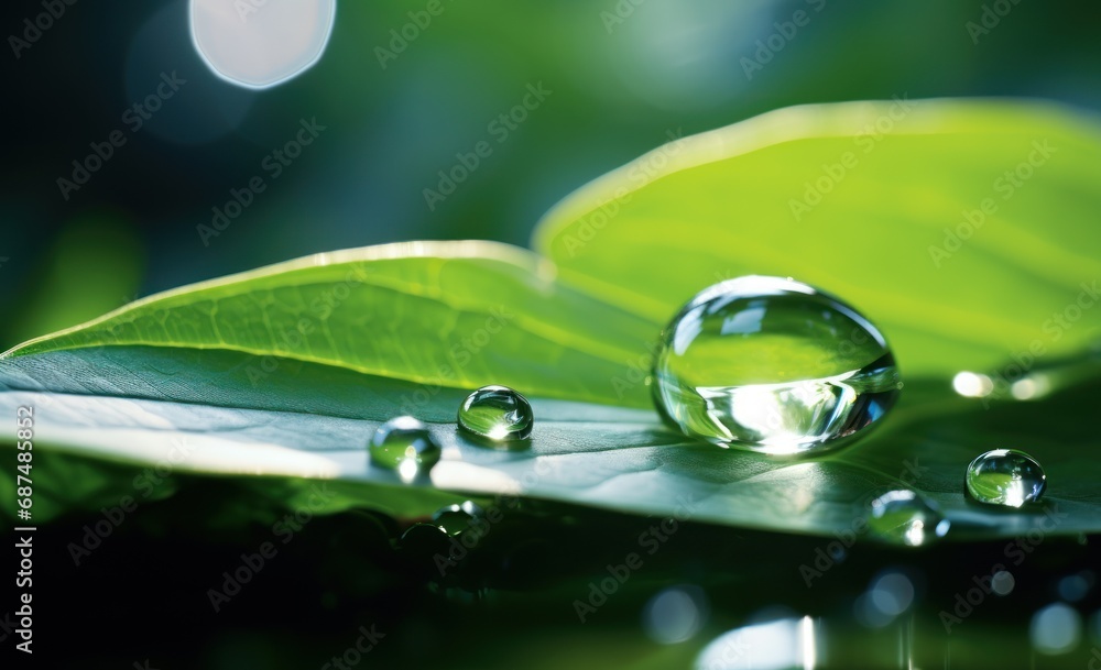 a piece of water drop on a leaf