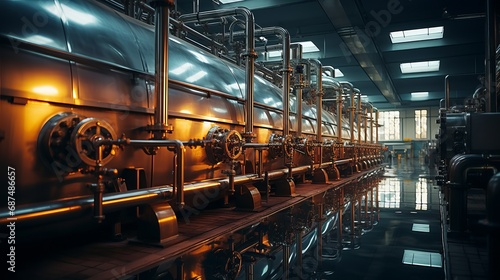 Interior of a modern industrial boiler room photo