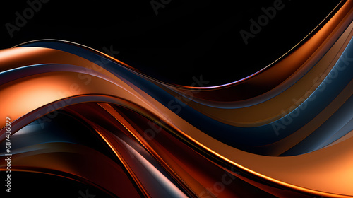 3D abstract ribbon pattern with metallic flowing curves