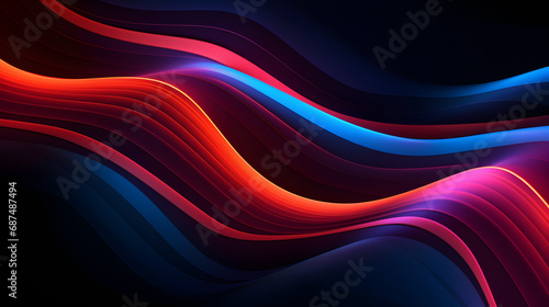 3D glowing neon lines pattern on dark background