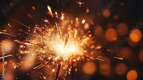 Captivating Closeup of Beautiful Sparkler Burning at Night - Festive Celebration with Vibrant Lights, Perfect for Holiday Events and Joyful Occasions.