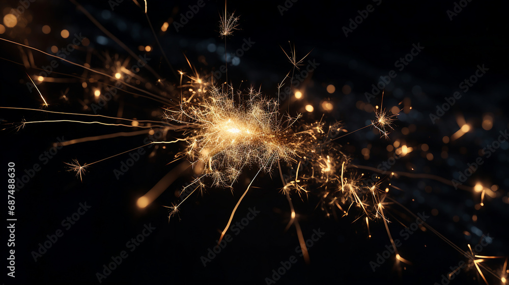 Captivating Closeup of Beautiful Sparkler Burning at Night - Festive Celebration with Vibrant Lights, Perfect for Holiday Events and Joyful Occasions.