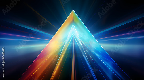 3D triangular prism pattern with rainbow light refraction