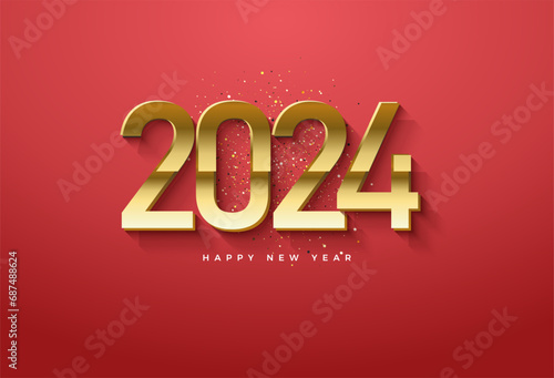 2024 new year celebration with number coloring combined. vector premium design.