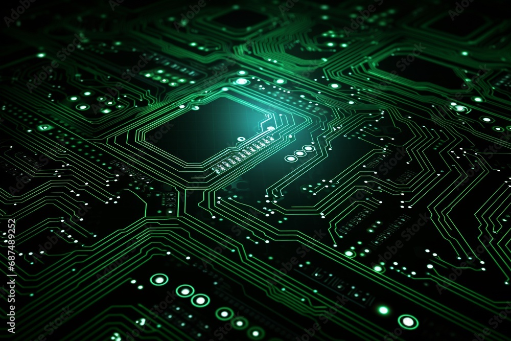 A sophisticated circuit board showcases intricate gold and copper lines, creating a futuristic ambiance—a captivating circuit board background. Created with generative AI tools A sophisticated circuit board showcases intricate gold and copper lines, creating a futuristic ambiance—a captivating circuit board background. Created with generative AI tools