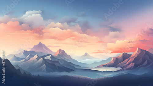 Sleek desktop wallpaper with artistic mountain range representation