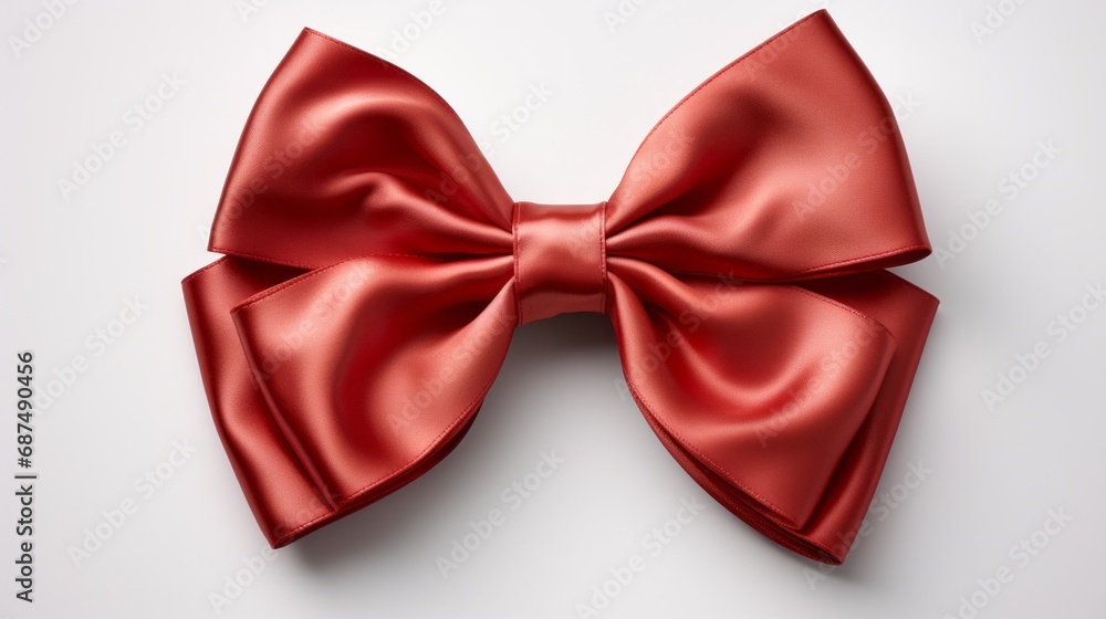Red ribbon and bow isolated on white background Red ribbon and bow isolated on white background