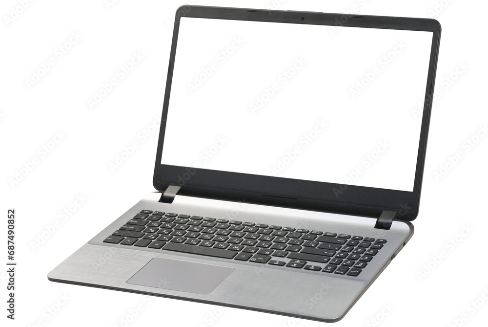 Black laptop isolated on a transparent background. Front view. Black laptop isolated on a transparent background. Front view.