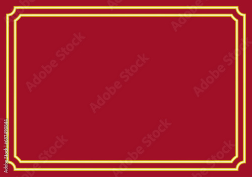Fondo rojo navideño con marco dorado.