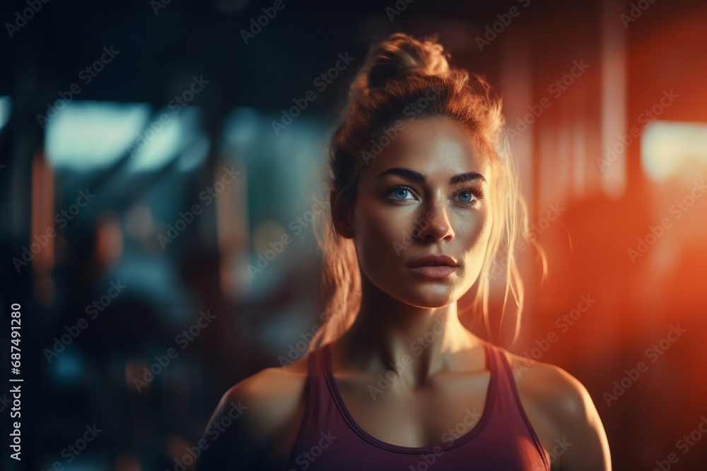 Determined Fitness: A Close-Up View of a Young Woman's Gym Perseverance and Vitality Determined Fitness: A Close-Up View of a Young Woman's Gym Perseverance and Vitality