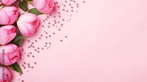 Mother's Day happiness concept. Flat lay top vertical view photo of vibrant roses on pastel beige background with empty space for text