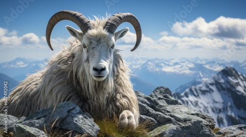 Tatras stone hosts a lively mountain goat © ProVector