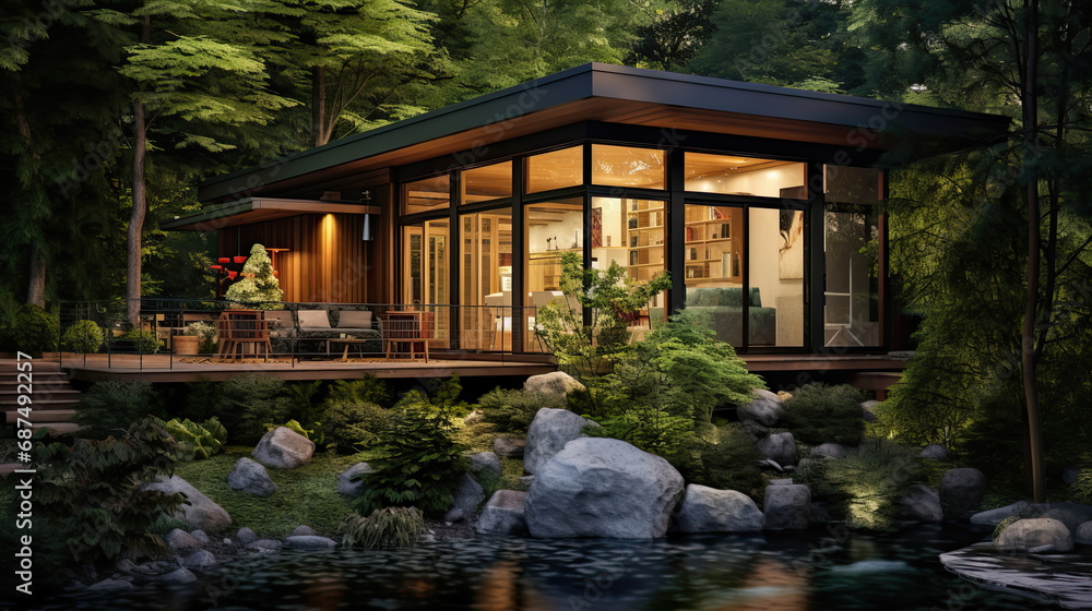tiny house design in the woods. small wooden cabin house tiny house design in the woods. small wooden cabin house