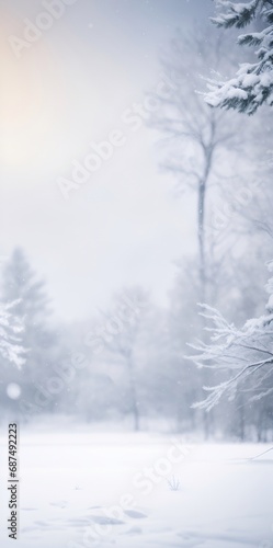Blurred winter forest background. AI generated illustration