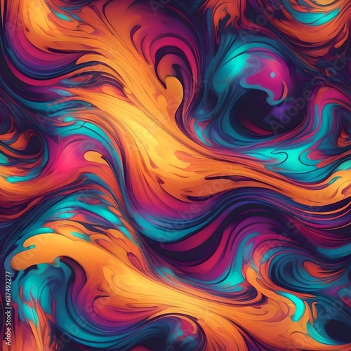 A visually mesmerizing representation of fluid dynamics, using abstract shapes and vibrant colors to convey the beauty of liquid movement