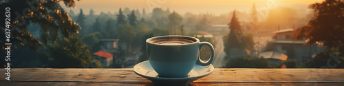 coffee and panorama photo