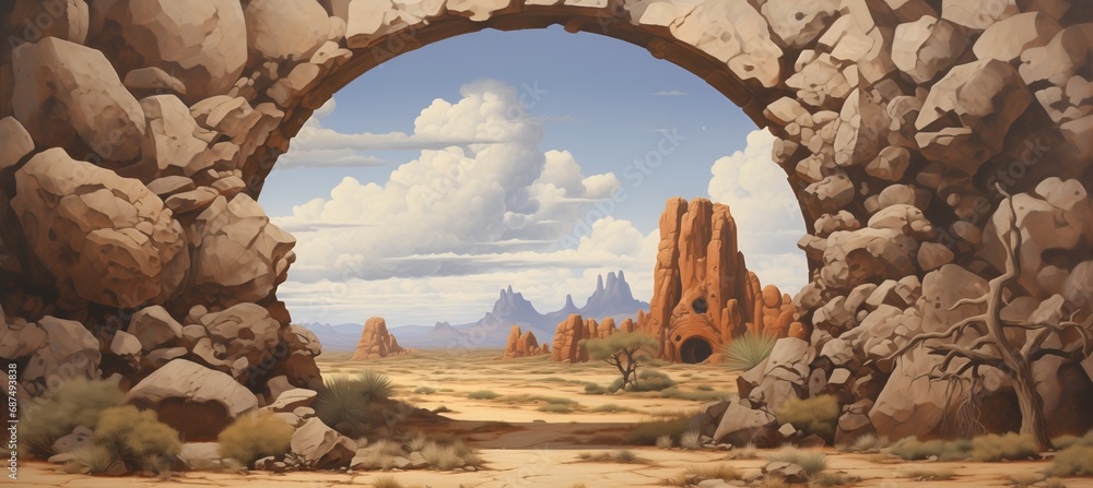 Ancient sandstone portal rift ruins gateway located in a remote part of ...