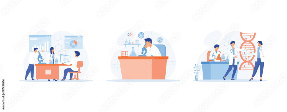 © Alwie99d - Medical laboratory, chemical laboratory analysis, medicine microbiology concept. Laboratory set flat vector modern illustration © Alwie99d - Medical laboratory, chemical laboratory analysis, medicine microbiology concept. Laboratory set flat vector modern illustration