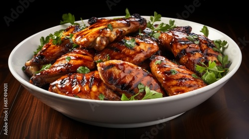 Tasty grilled chicken wings arranged
