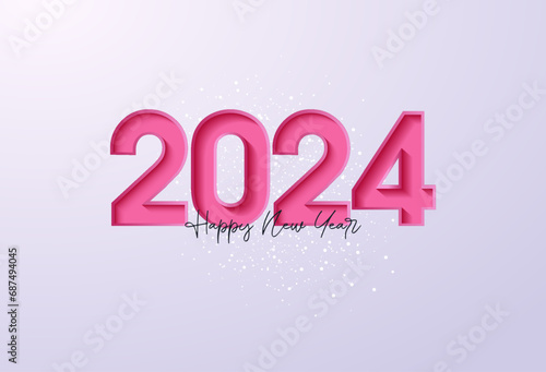 cute number illustration for 2024 new year celebration. design premium vector.