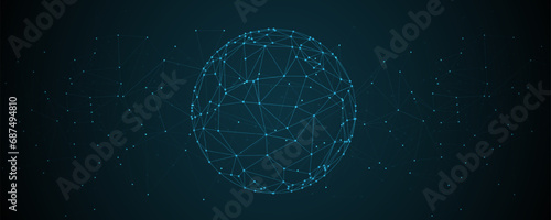 Neural network concept. Connected cells with links. High technology process. Abstract futuristic background. Handmade vector.