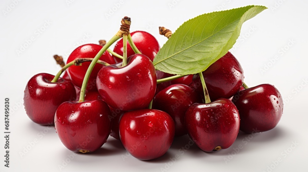 Fresh ripe sweet cherries isolated on a white background Fresh ripe sweet cherries isolated on a white background
